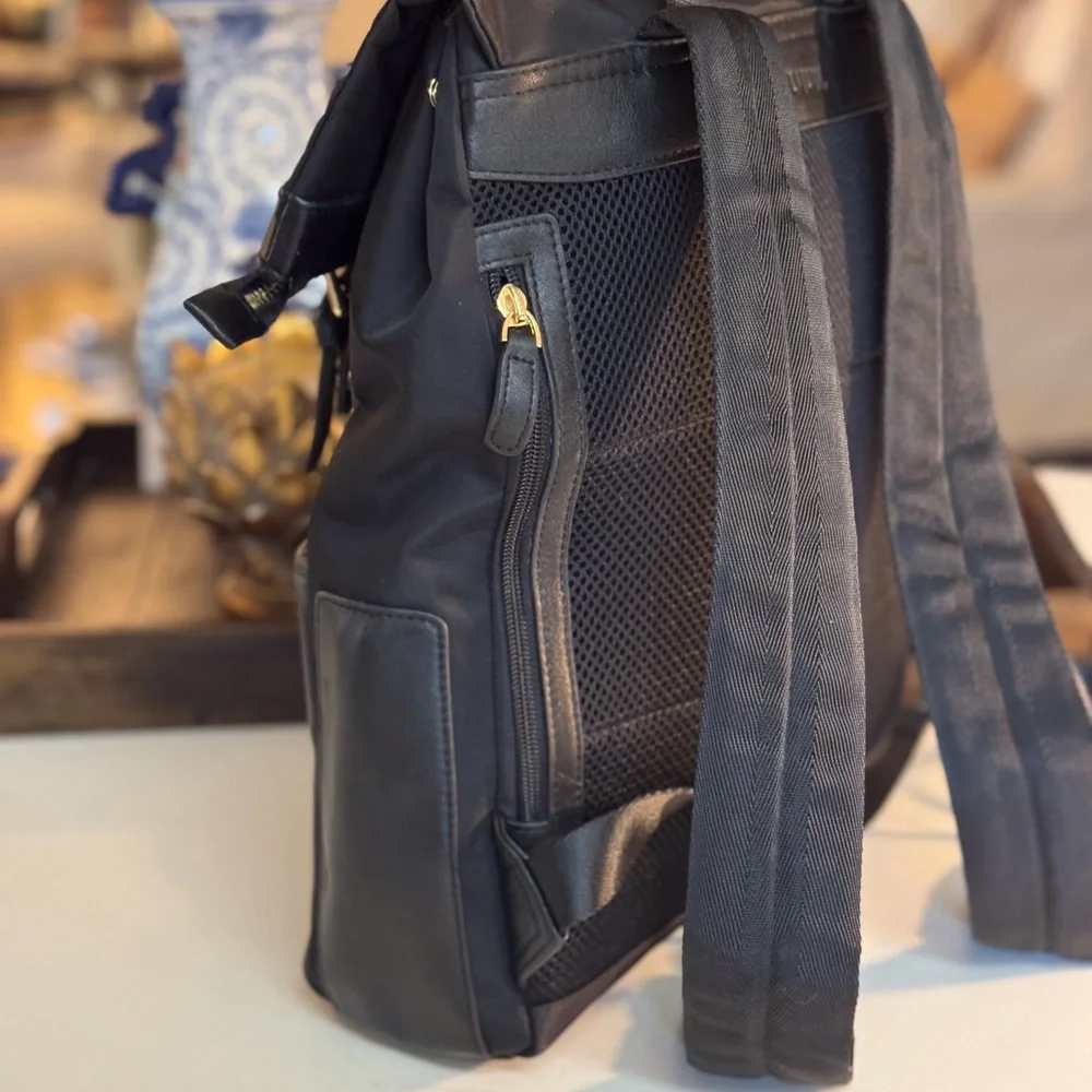 🖤 JIVIVIL  CHARLIE CHAPLIN BLACK LEATHER AND NYLON BACK PACK! - Picture 6 of 14